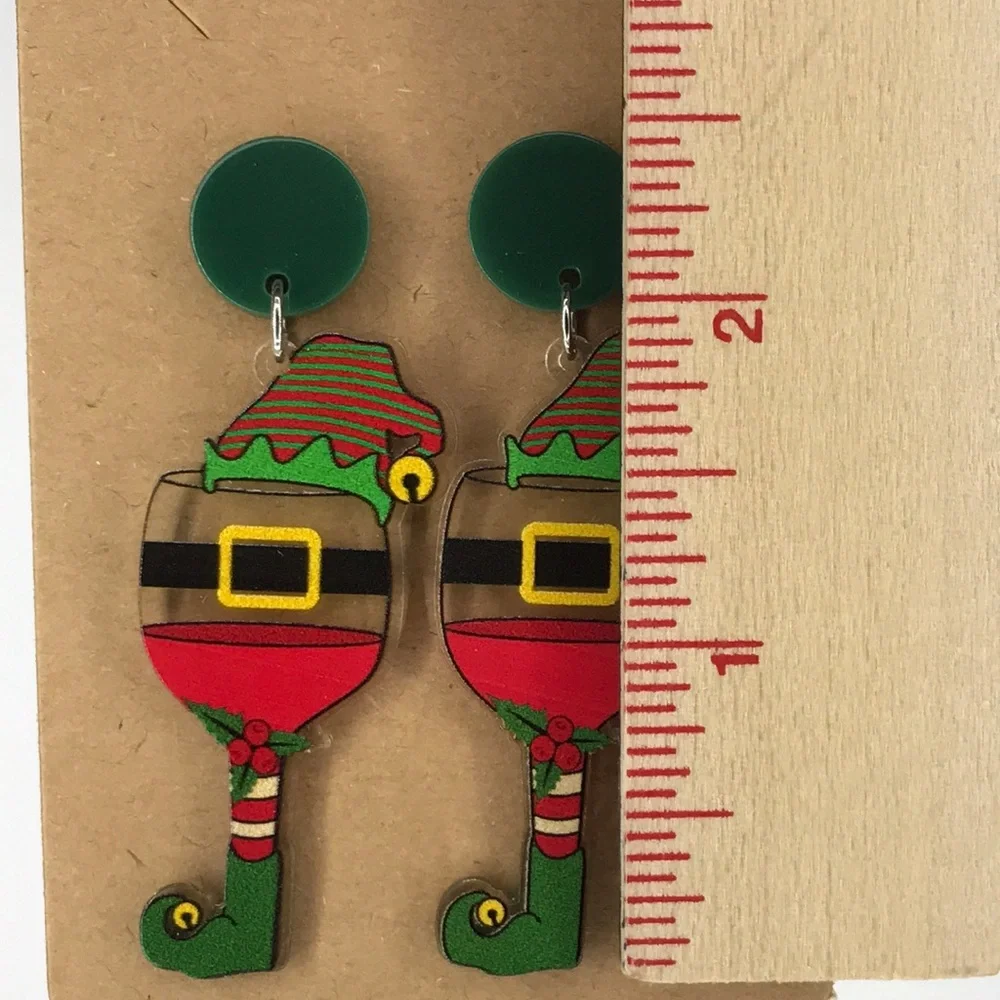 Whimsical Elf Wine Glass Earrings Fashion Jewelry